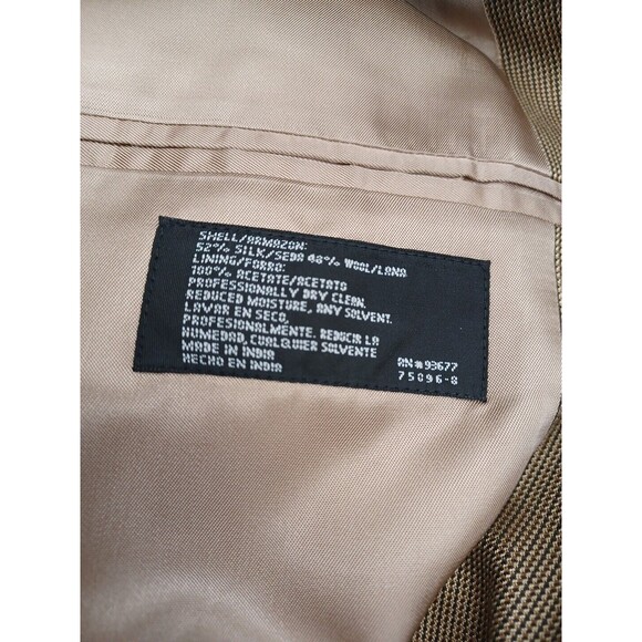 Stafford Mens Blazer Jacket 42L Wool/Silk Blend Beige Tweed 2 Button - Picture 9 of 10